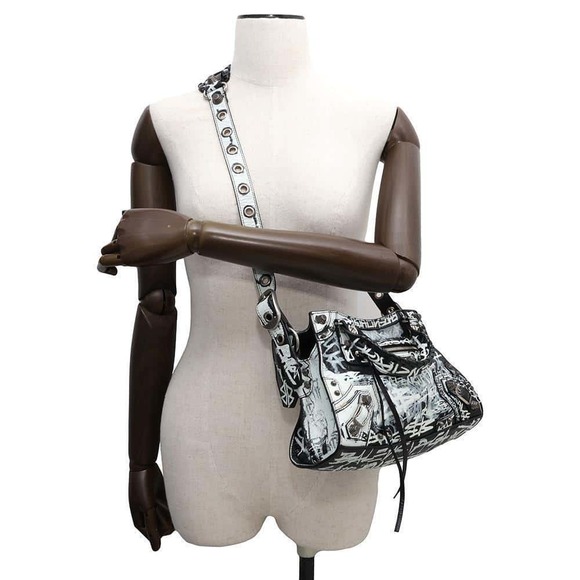 Balenciaga Neo Cagoul Graffiti XS Shoulder Bag Black - Picture 4 of 13